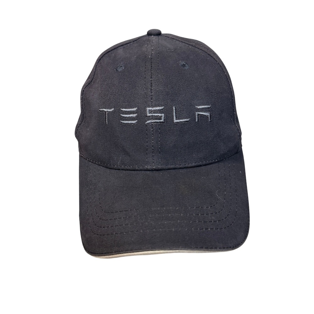 Tesla Baseball Hat Unisex OSFM Gray Embroidered Logo Adjustable Cotton Cap
